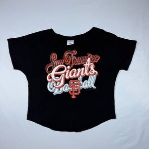 Campus Lifestyle San Francisco Giants Crop Top Women M Black NEW Graphic Tee